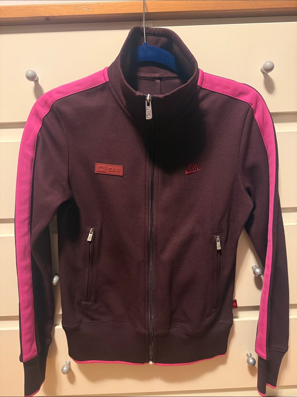 Vintage Nike CAD Burgundy Jacket with Pink Shoulder Stripes